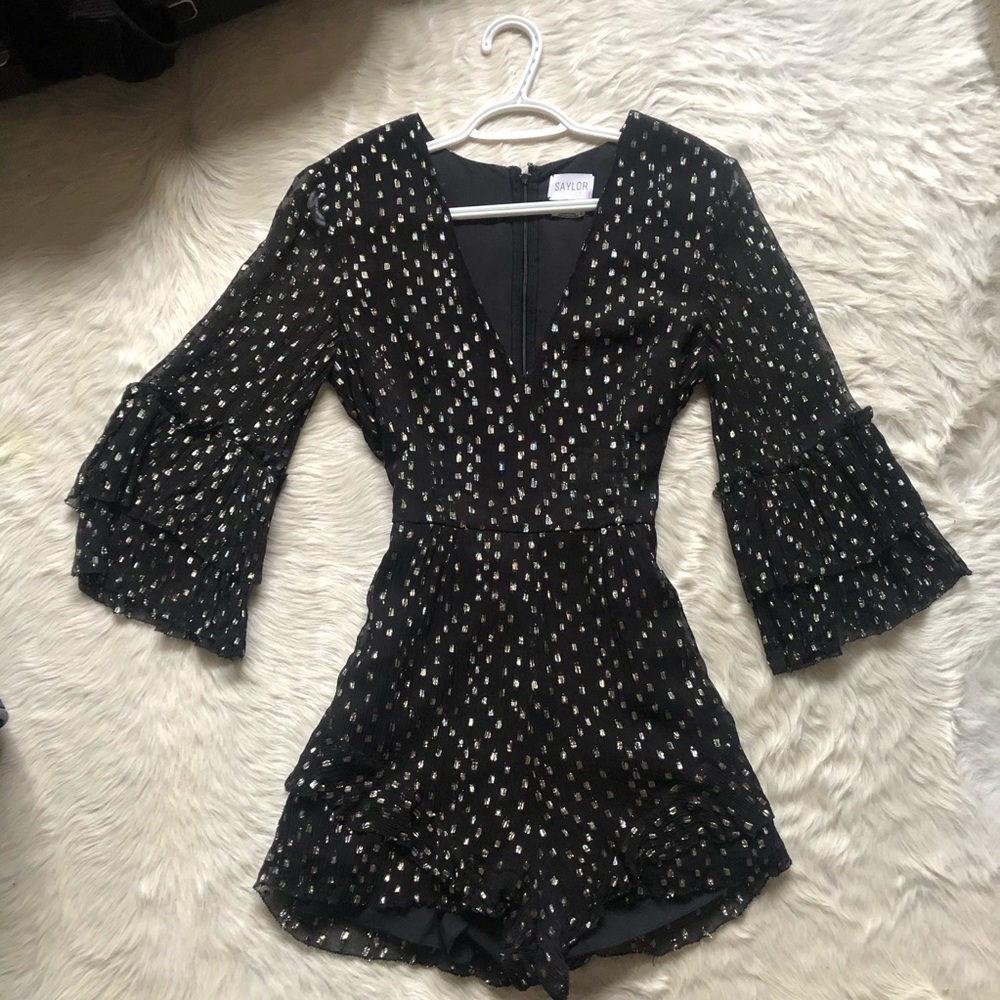 Saylor Black and Silver Romper